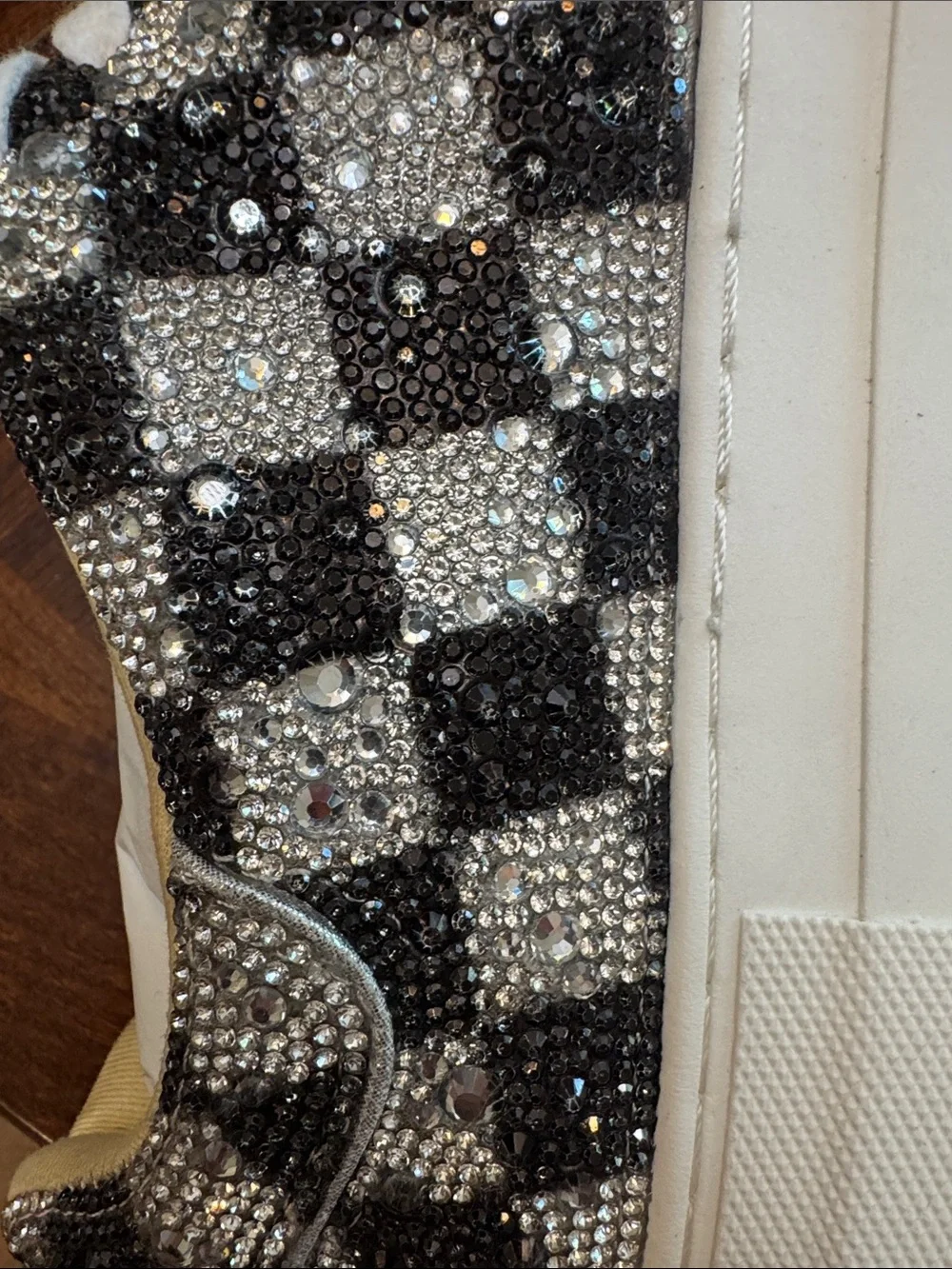 Betsey Johnson Black & Silver Crystal Checkerboard Sneakers